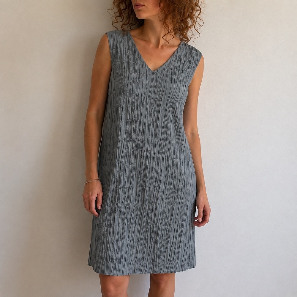 Piazza Sempione Gray Textured Shift Dress 42 or US 6 Minimalist Italian